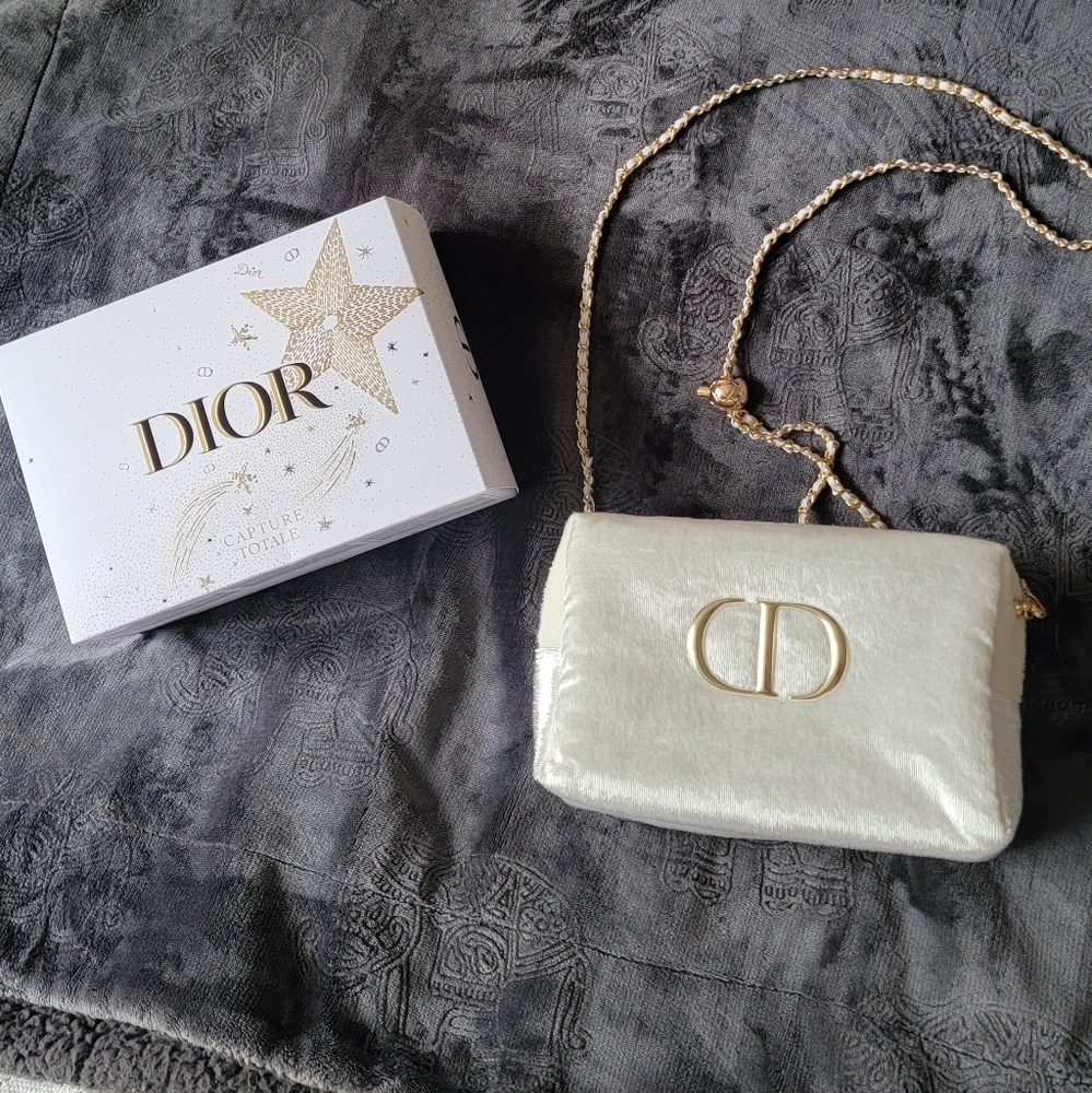 Dior Larger White Beauty Bag Makeup Pouch with Removable crossbody bag s…